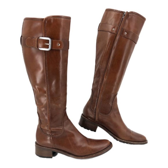 Vibram Brown Leather Heeled Boots | Classic Buckle Accent - Picture 1 of 10